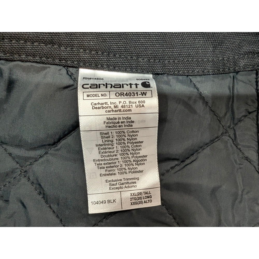 Carhartt Washed Duck Insulated Bib Overalls Women's XXL Tall Black OR4031-W NWT - Picture 14 of 16